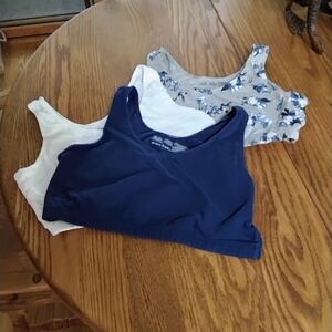 Fruit of the Loom Gray and Blue Floral 3pk Sports Bras